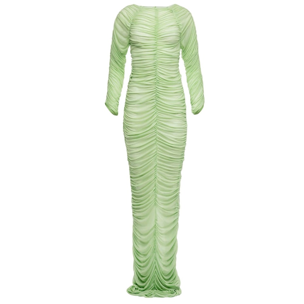 Fe Noel Dancehall Jersey Knit Dress M NWT Green Ruched Maxi $1098